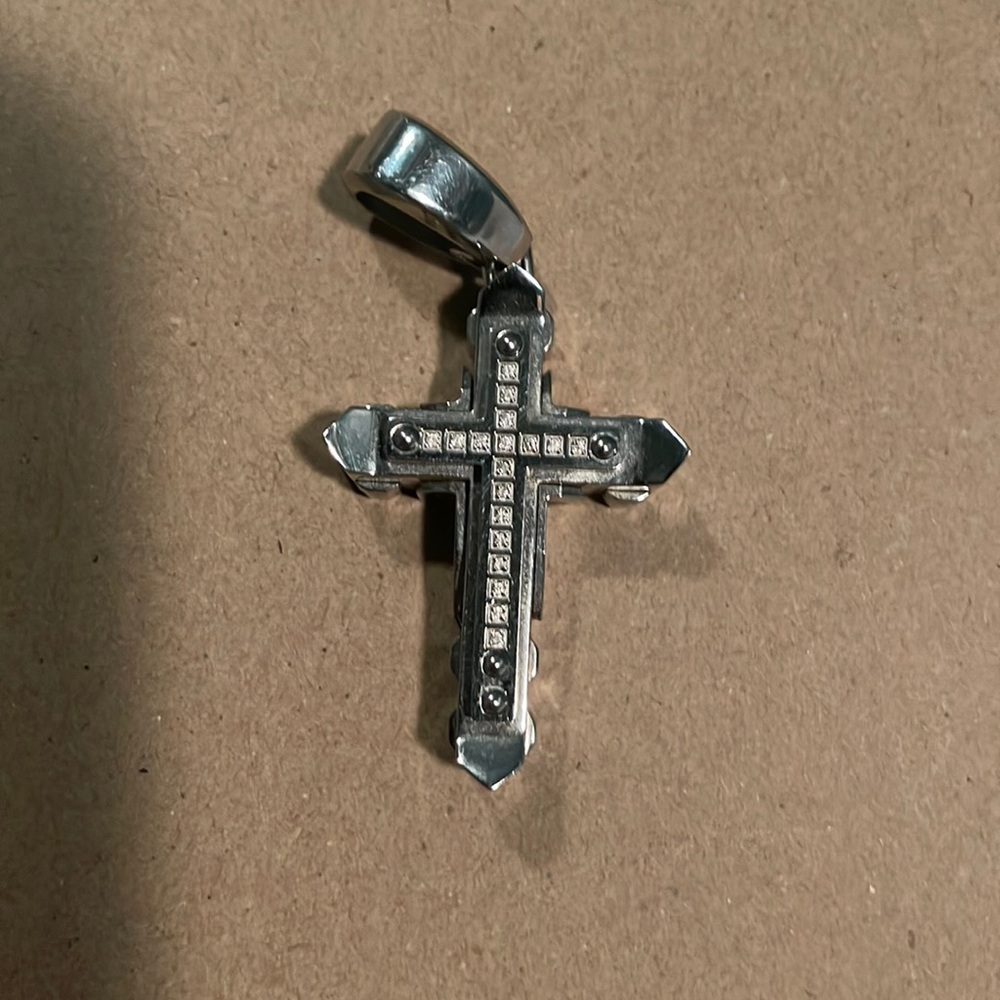 Black and blue jewelry company diamond cross pendant